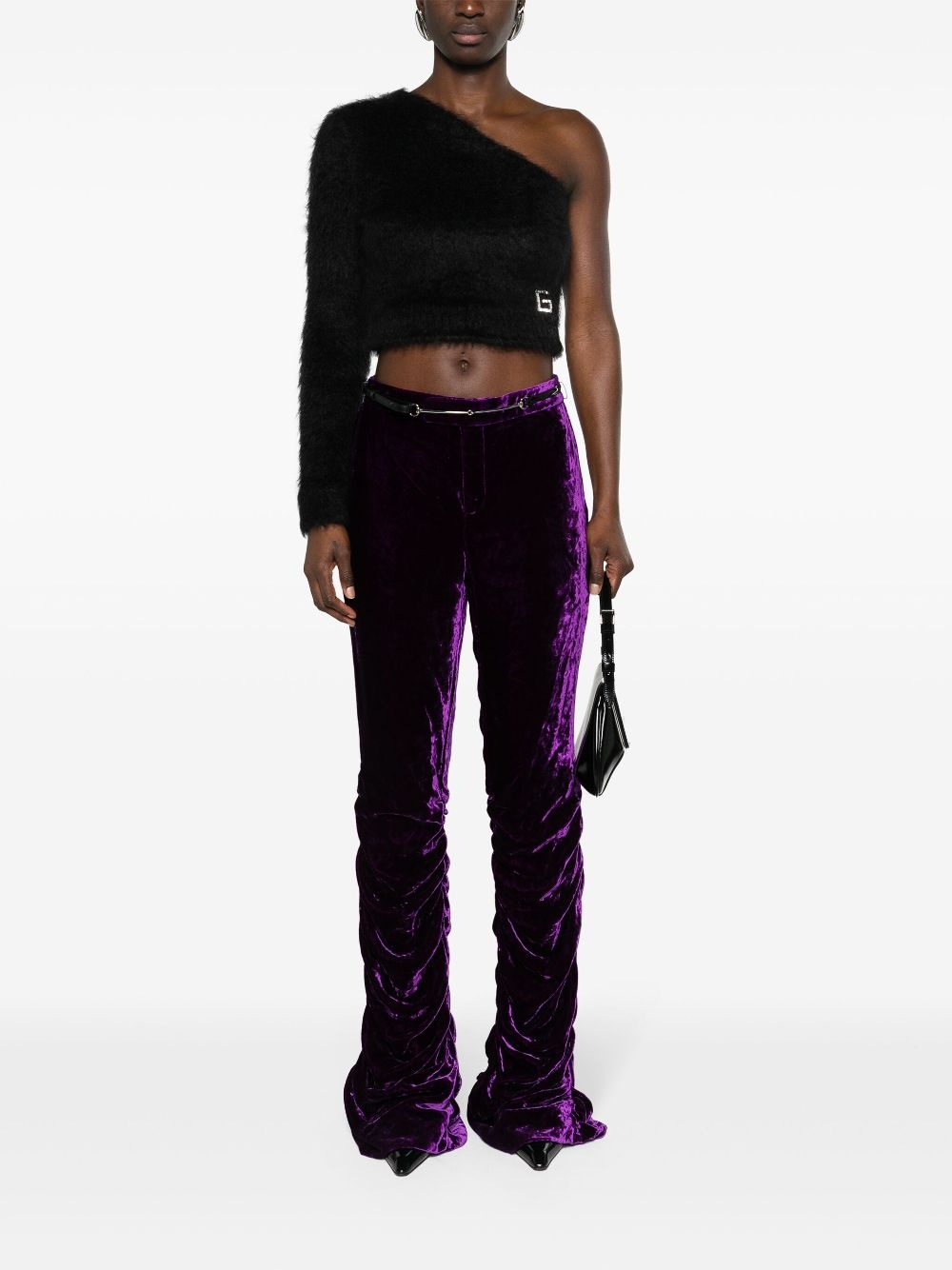ruched velvet trousers - 2