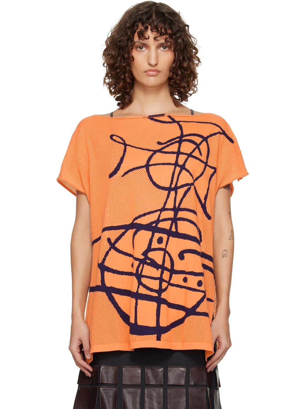 Orange Beach Top Graffiti Orb Cover-Up Top - 1