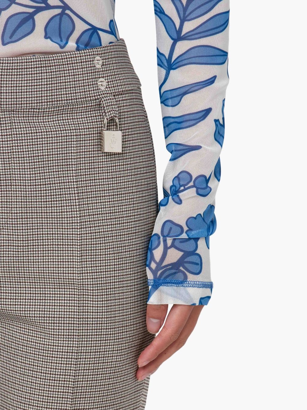 CHECK SLIM LEG TROUSERS - 5