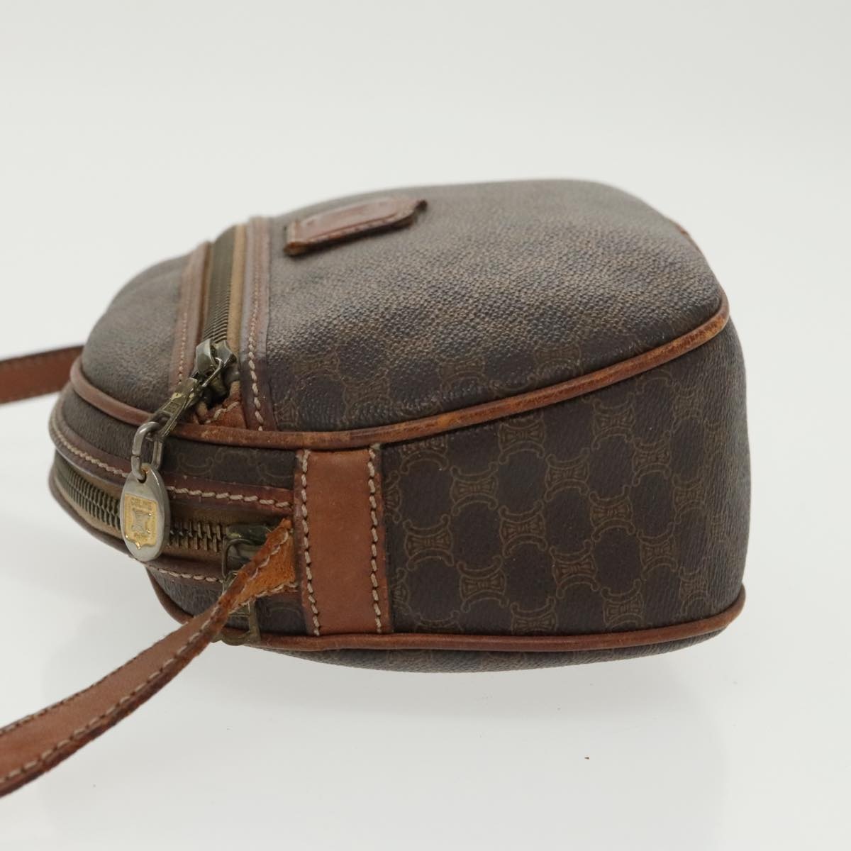 CELINE Macadam Canvas Shoulder Bag Pvc Leather Brown Gold - 5