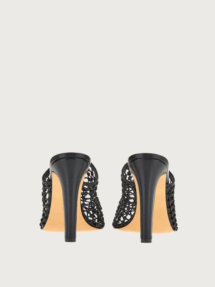 WOVEN HIGH HEEL MULE - 4