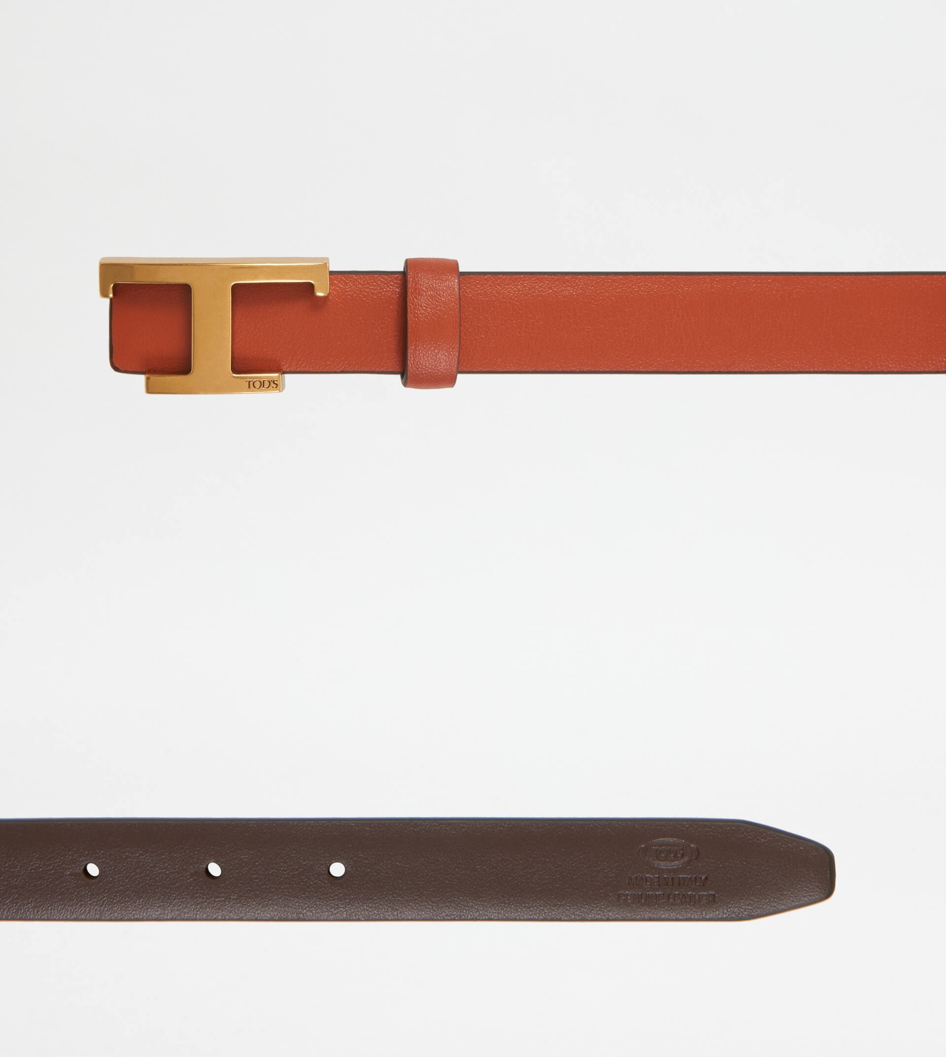 TIMELESS REVERSIBLE BELT IN LEATHER - ORANGE, BROWN - 2