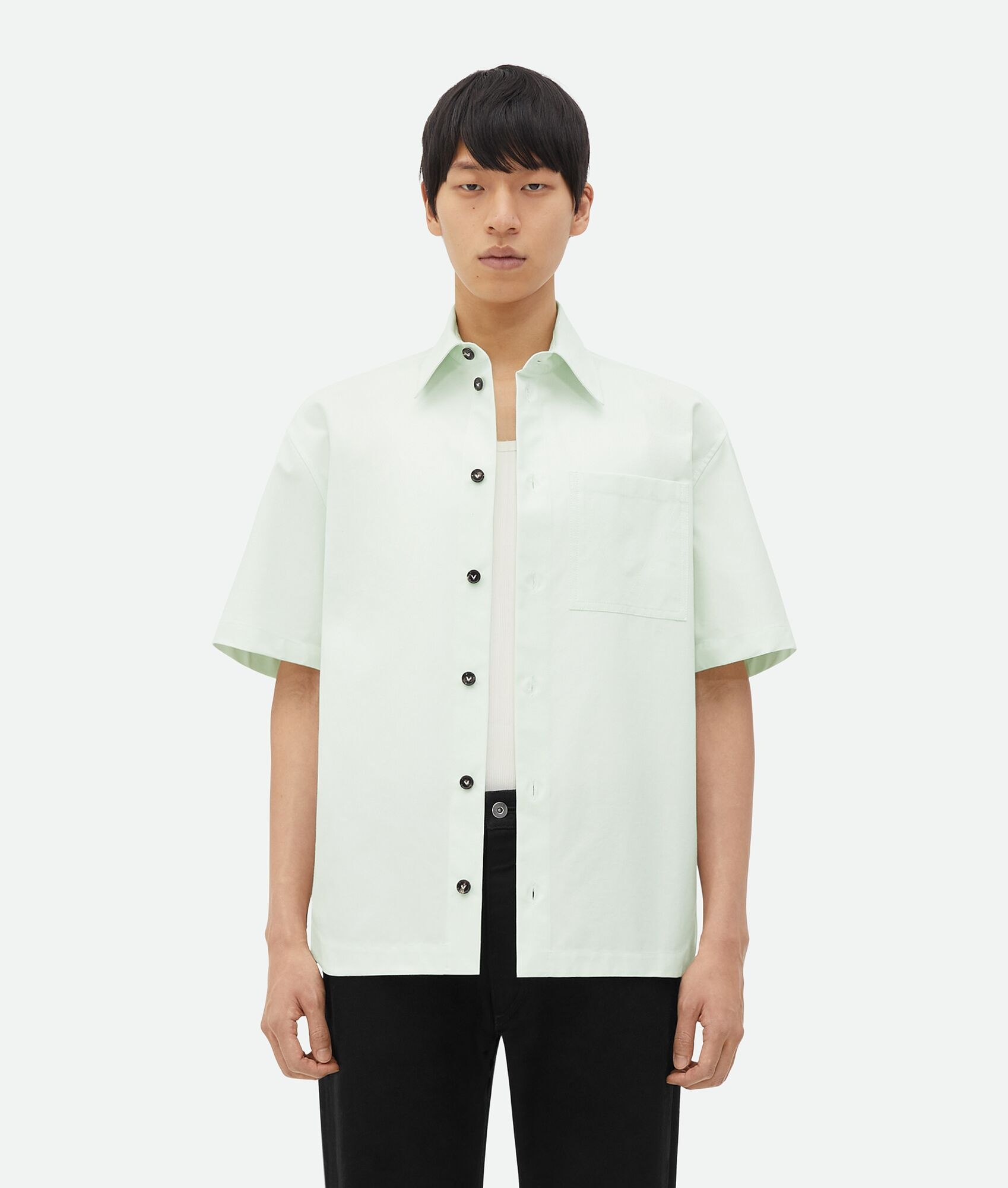 Relaxed Fit Short-Sleeved Cotton Shirt - 1