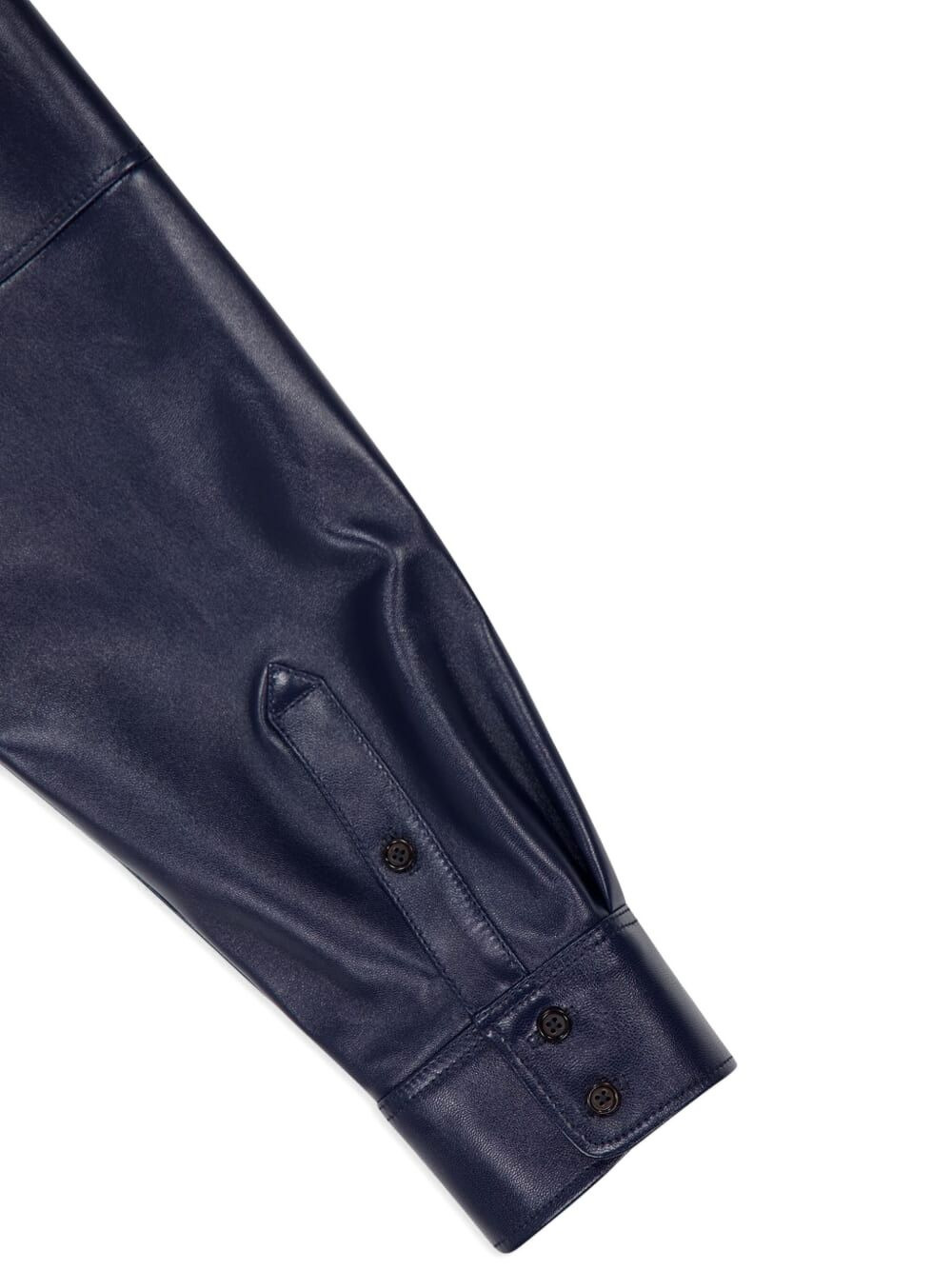 double-pocket leather shirt - 4