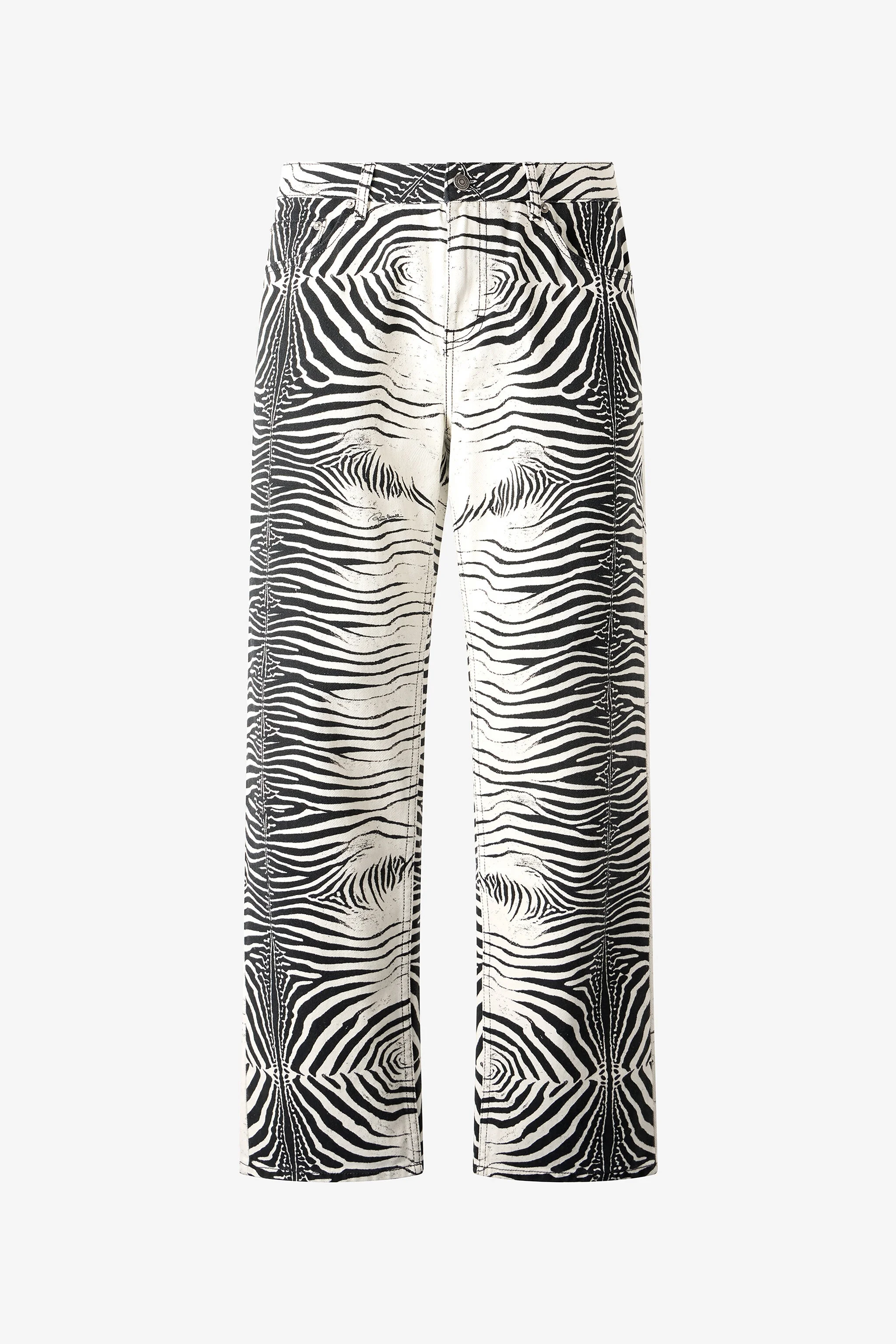 Pants With White Tigress Print - 1