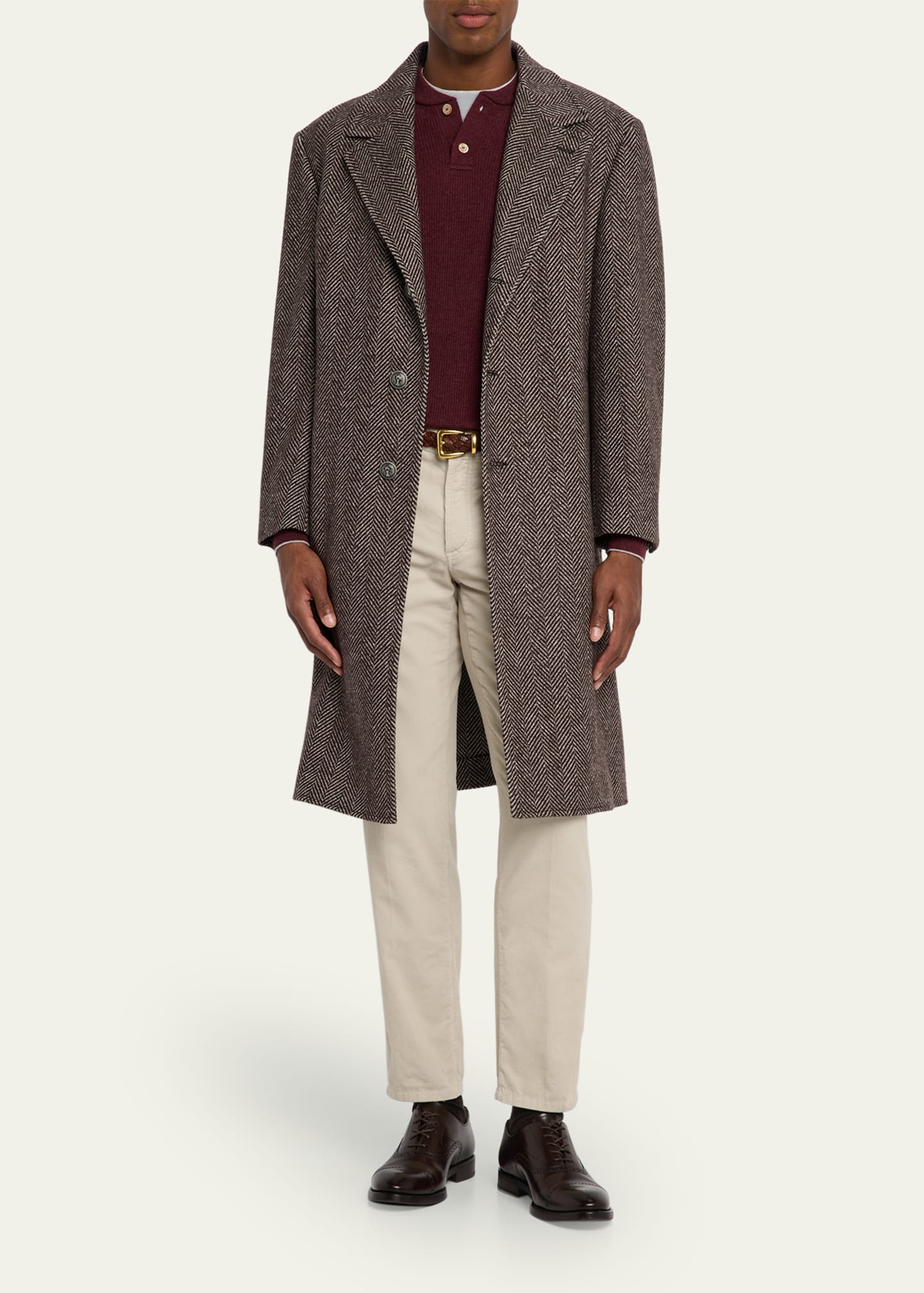 Men's Chevron Raglan-Sleeve Overcoat - 2