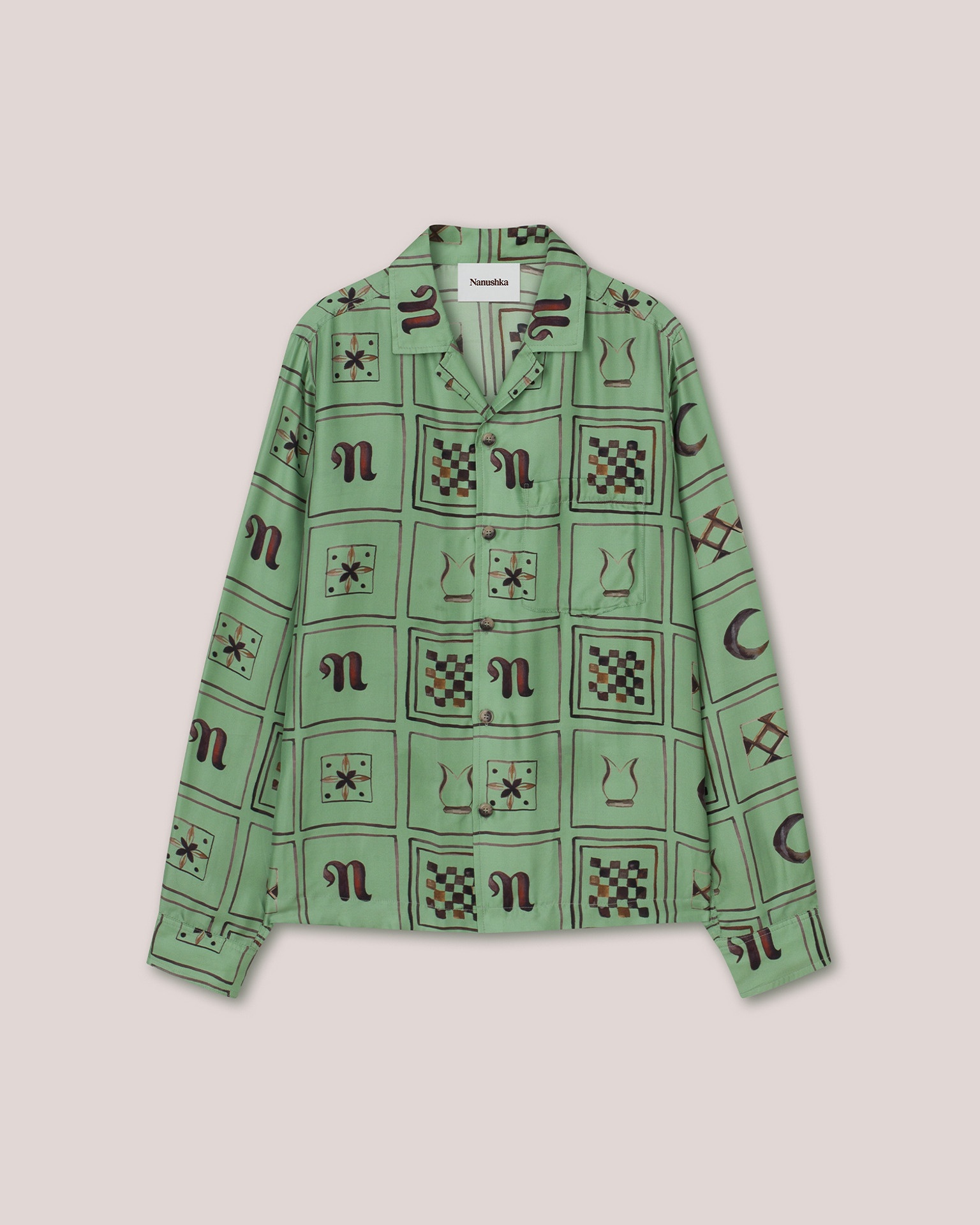 DUCO - Twill-silk shirt - Green Totem - 1