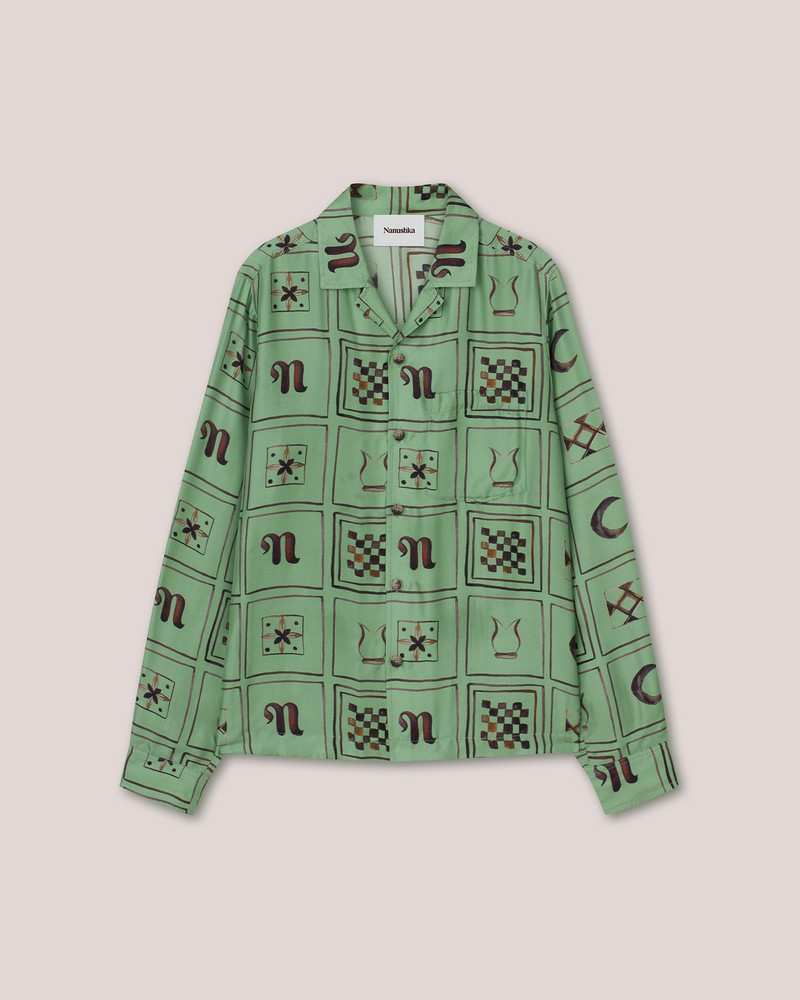 DUCO - Twill-silk shirt - Green Totem 1