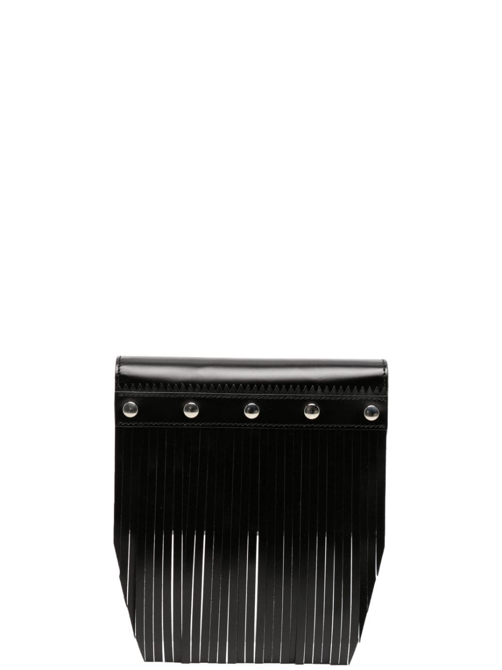 stud-embellished fringed leather wallet - 1