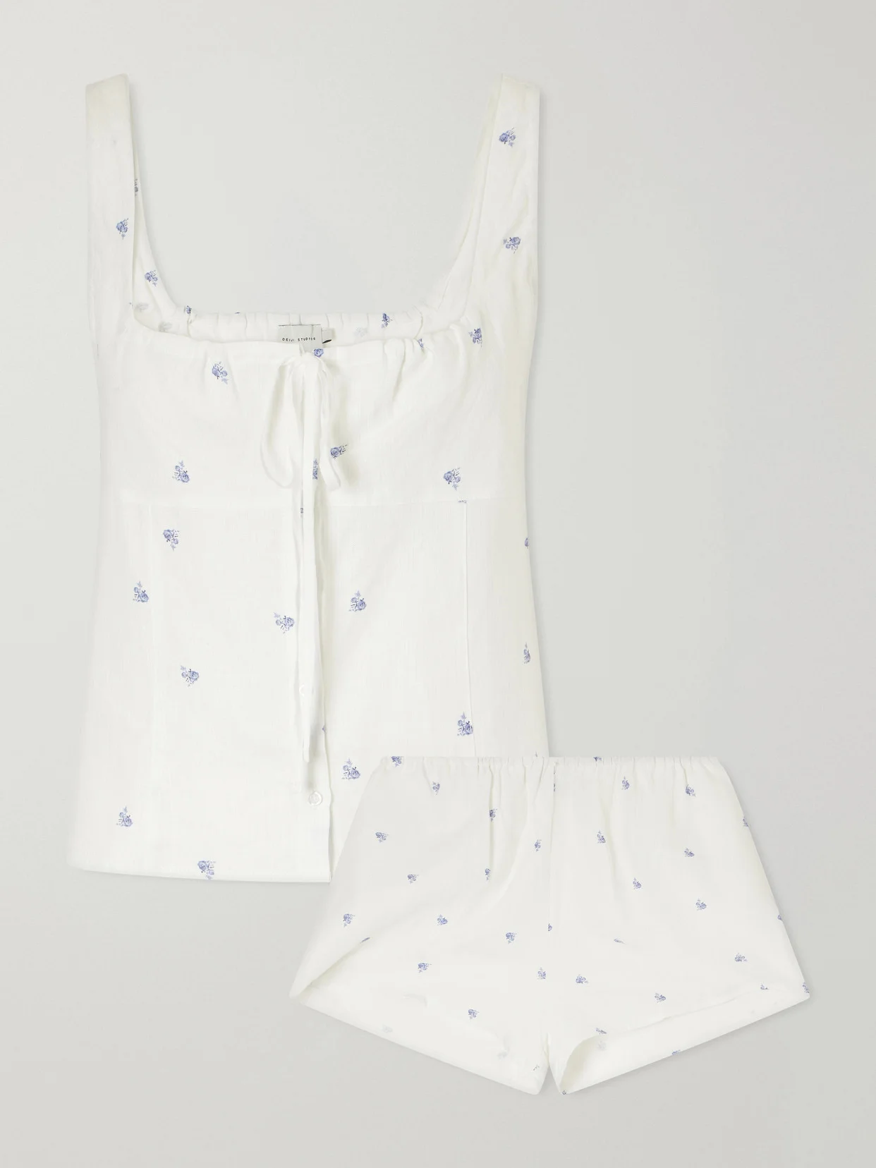 Floral-printed Linen Pajama Set - 1