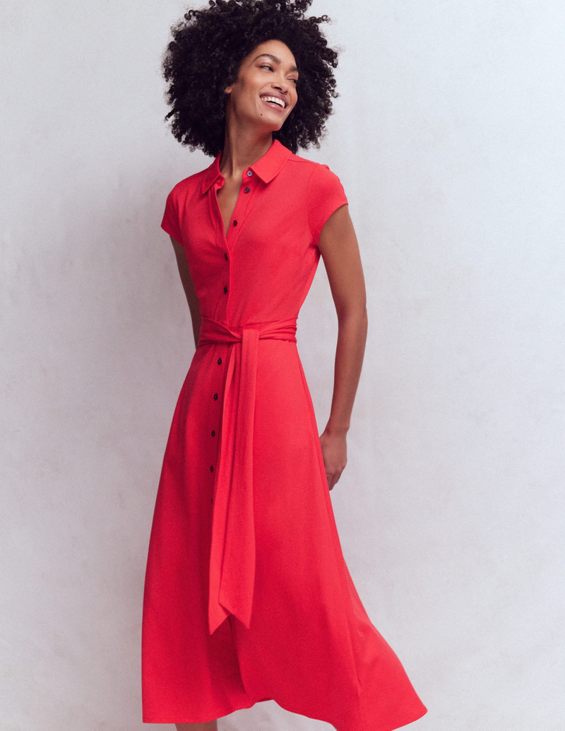 Marcia Jersey Shirt Dress-Poppy Red 2