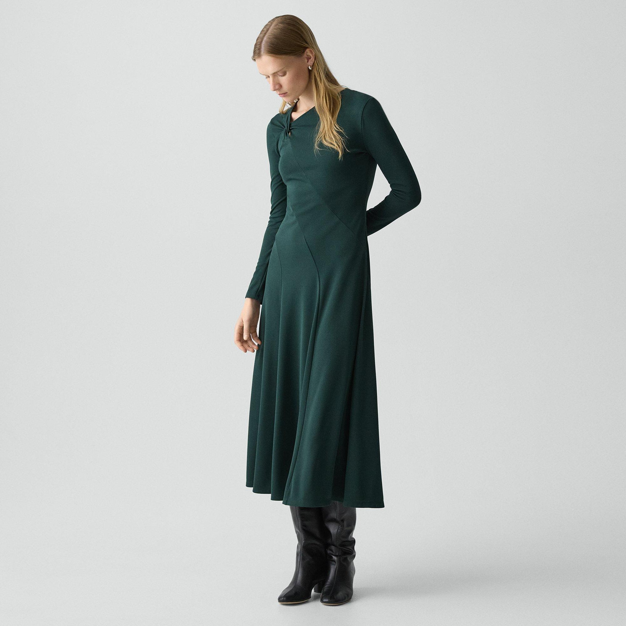 Twist Neck Dress in Crepe Jersey - 3