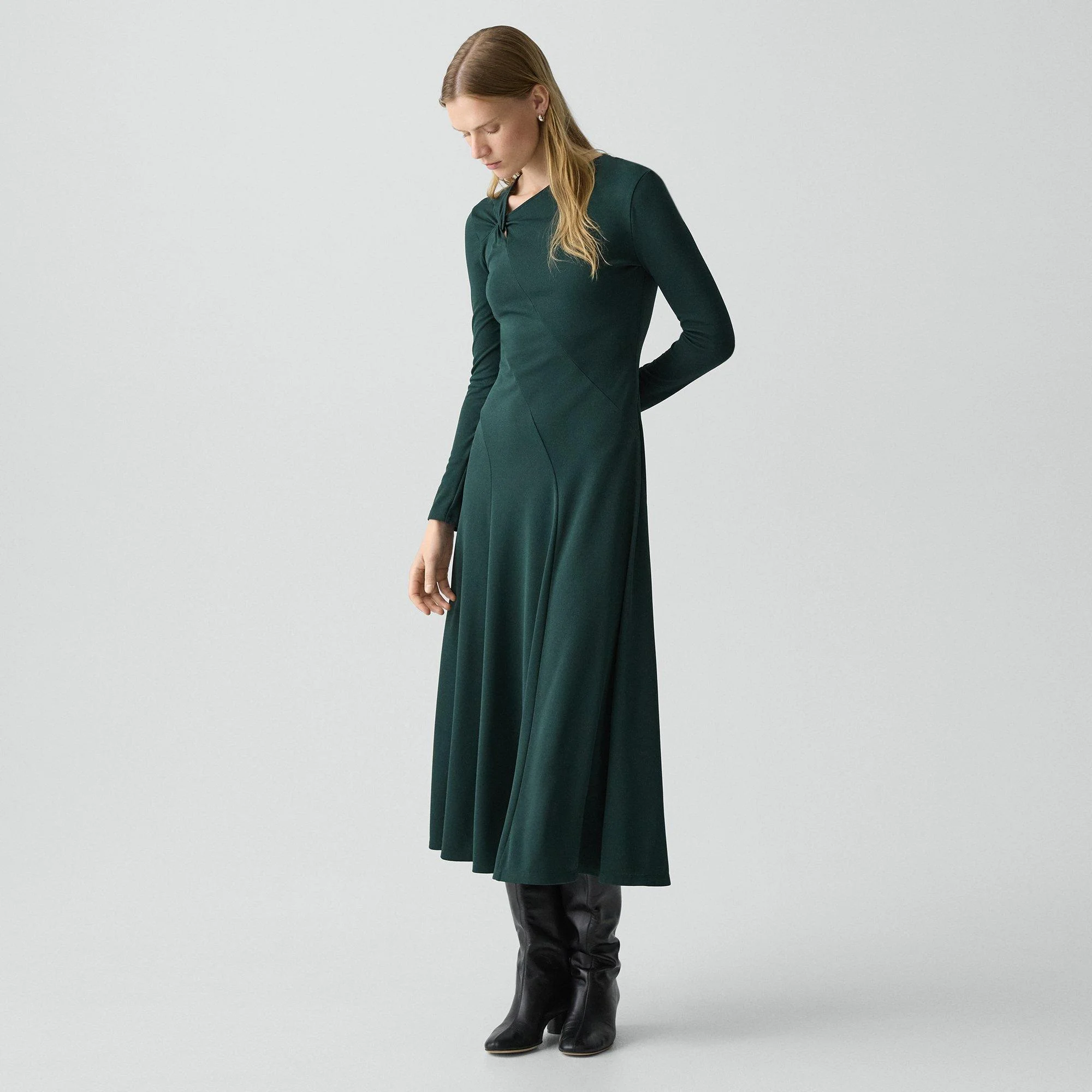Theory Twist Neck Dress in Crepe Jersey | REVERSIBLE