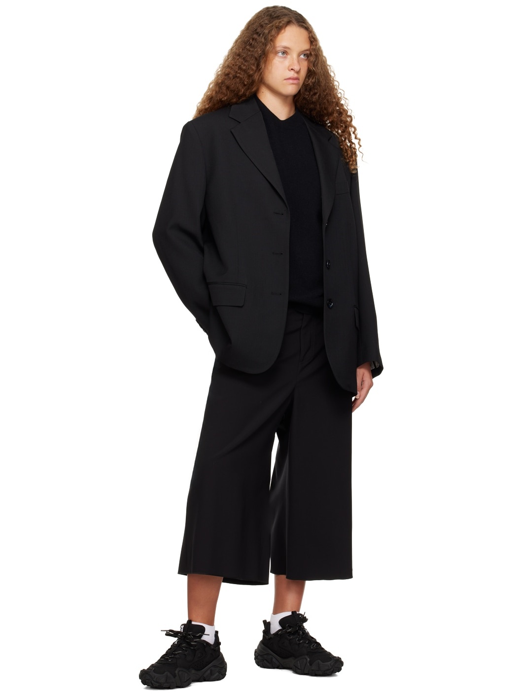 Black Notched Lapel Blazer - 4