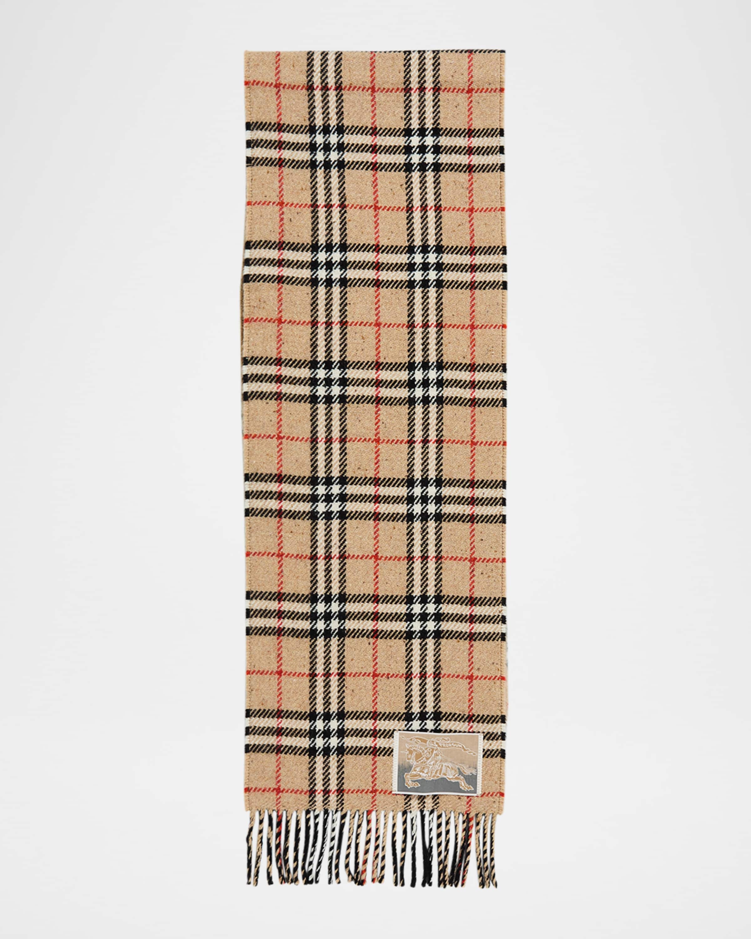 Check-Print Fringe Trim Scarf - 1