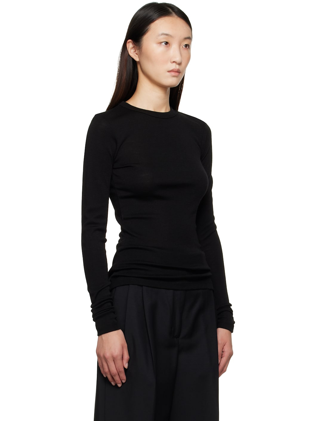 Black Fine Merino Longsleeve T-shirt - 2
