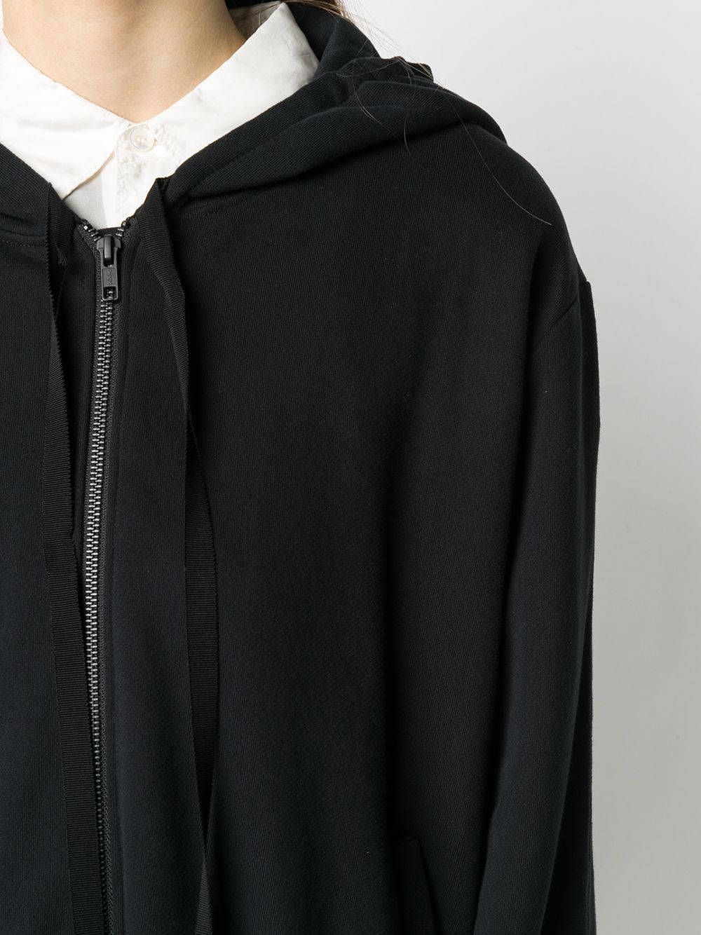 asymmetric hem knit hoodie - 5