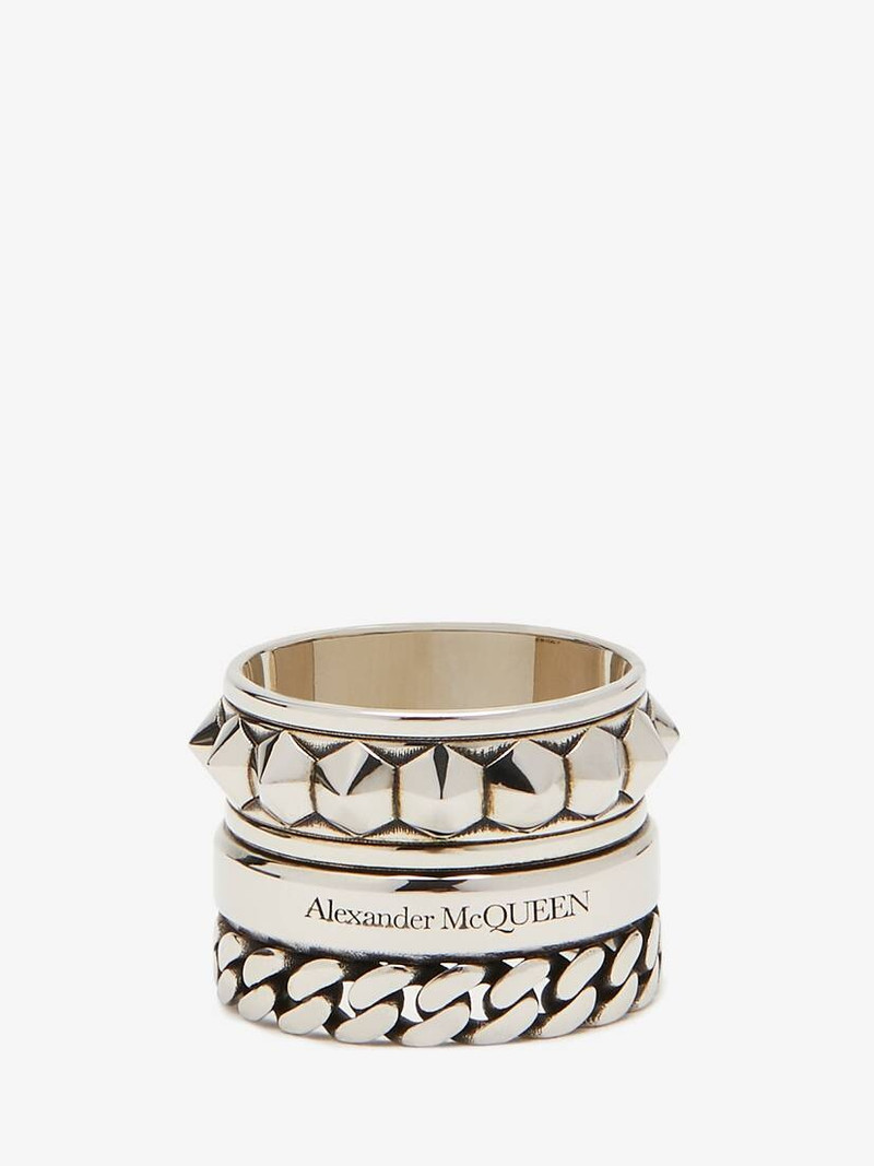 Men's Punk Multi-layered Ring in Antique Silver 1