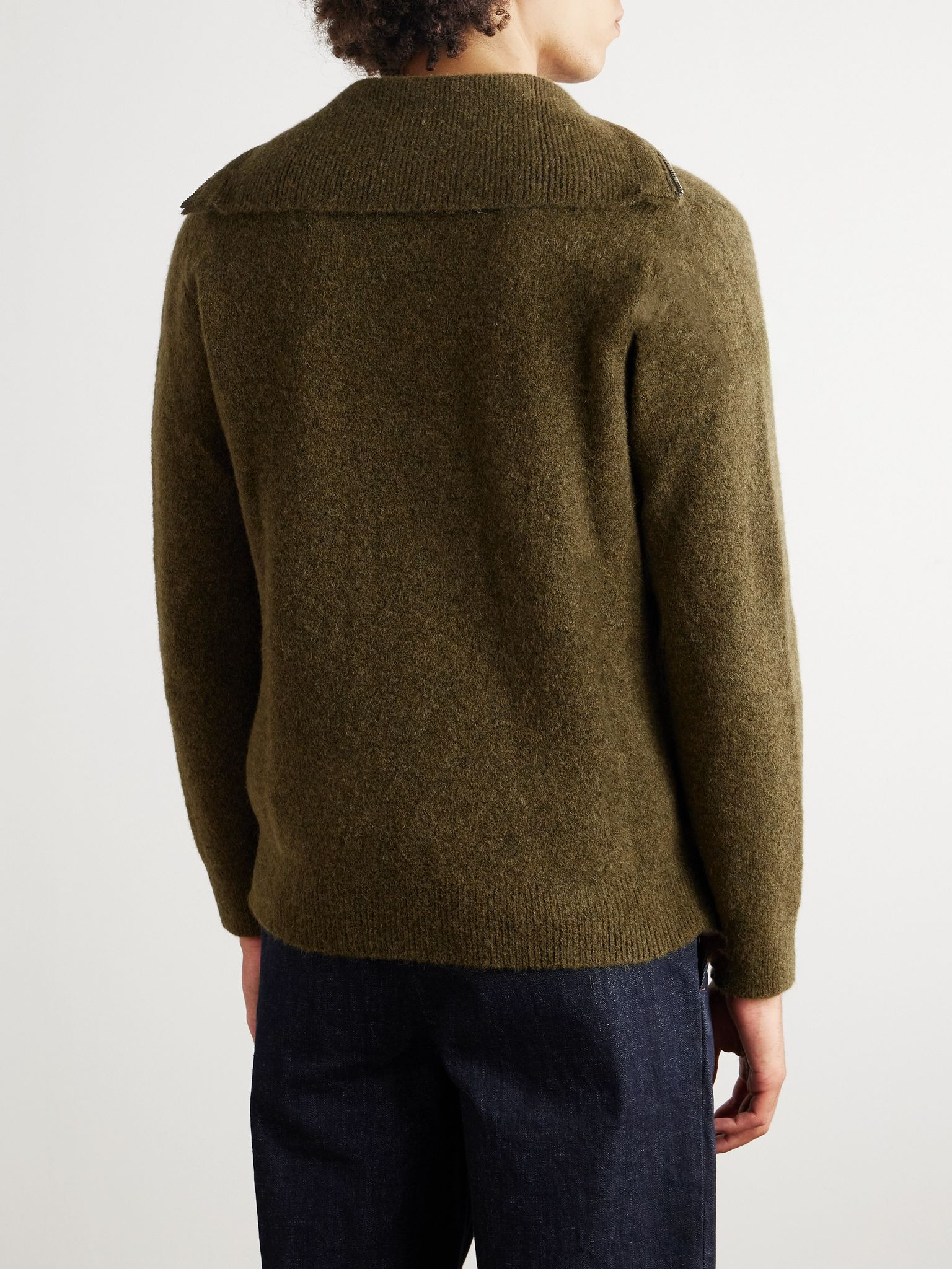 Alpaca-Blend Half-Zip Sweater Green - 3