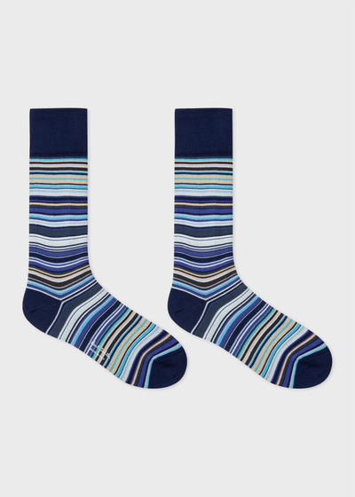 Paul Smith Navy And Grey 'Signature Stripe' Socks Two Pack outlook