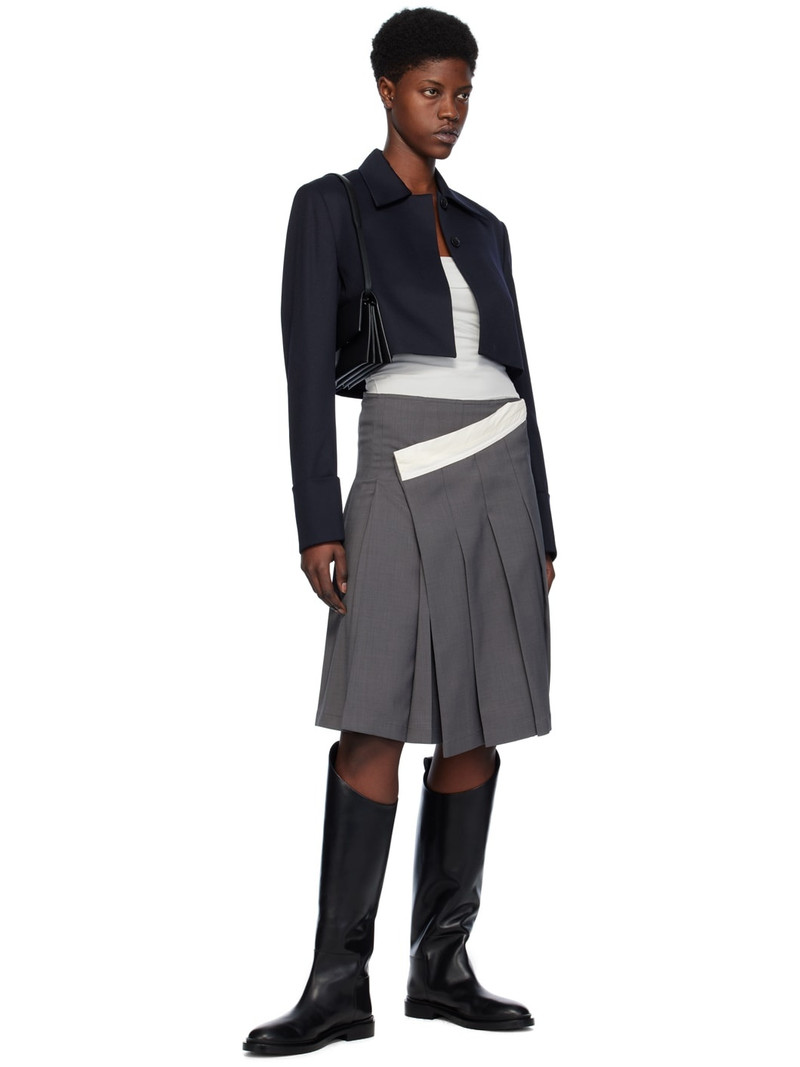 LOW CLASSIC Gray Wrap Midi Skirt outlook