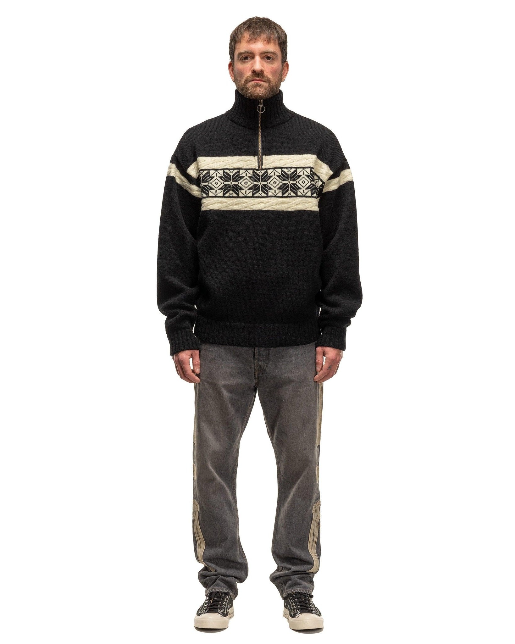 5G Wool SNOW Half ZIP Sweater Black - 2