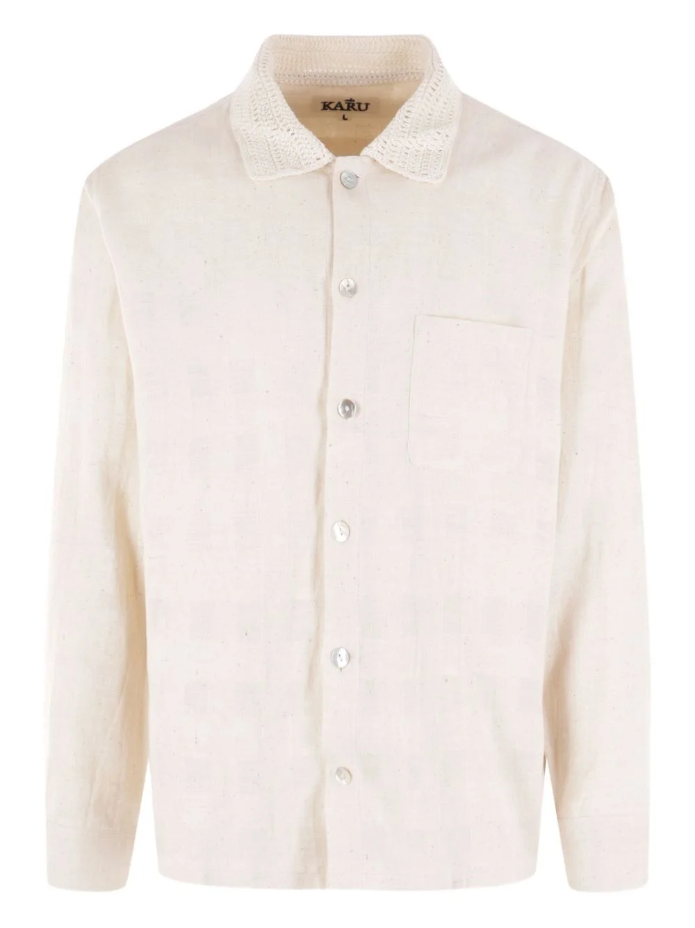 crochet-collar cotton shirt - 1