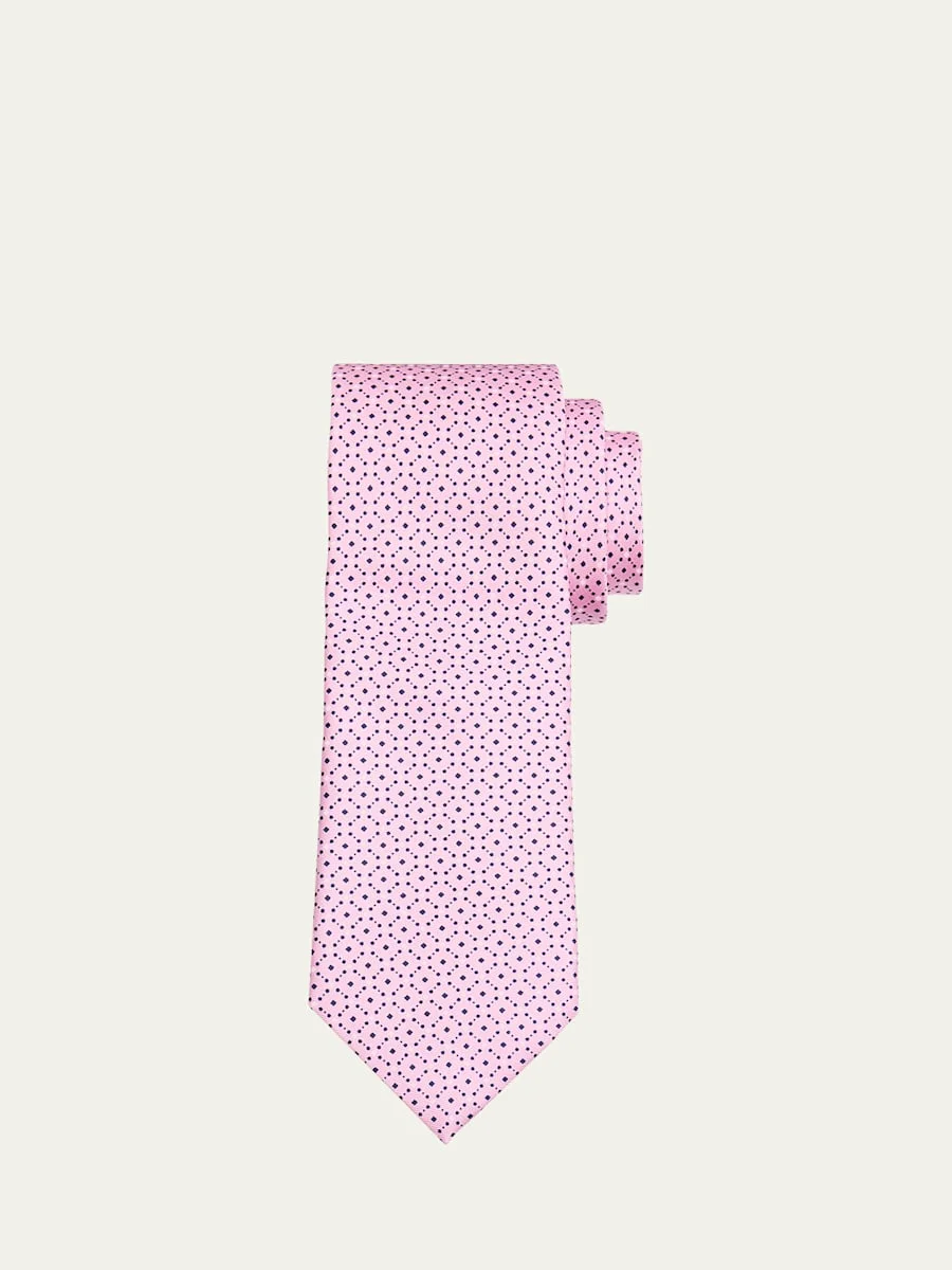 Men's Lattice-Print Silk Tie - 1
