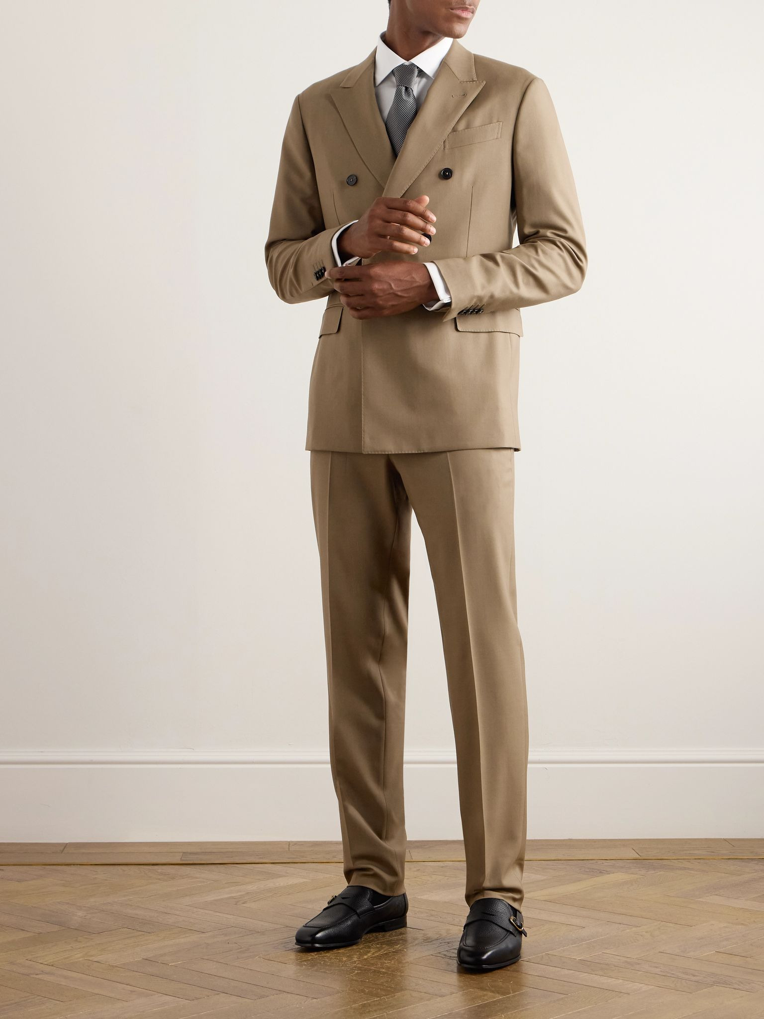 Double-Breasted Trofeo™ Wool-Twill Suit Tan - 2