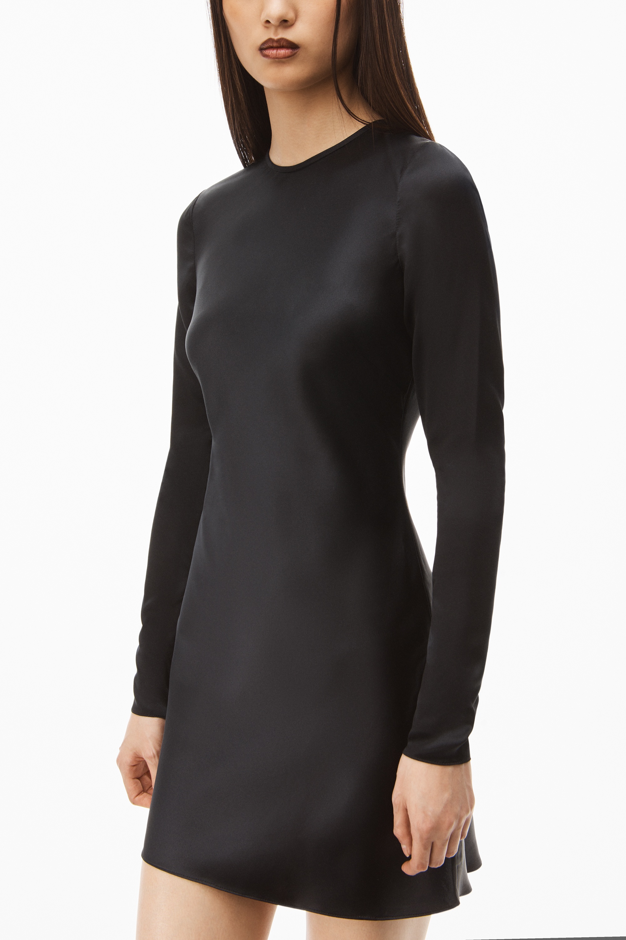KEYHOLE BACK DRESS IN SILK CHARMEUSE - 3