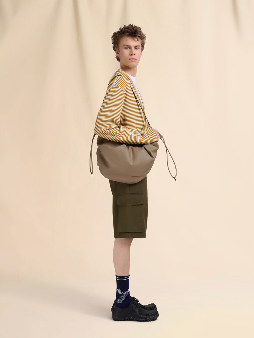 TAUPE LEATHER SCRUNCHIE SMALL HOBO BAG - 2