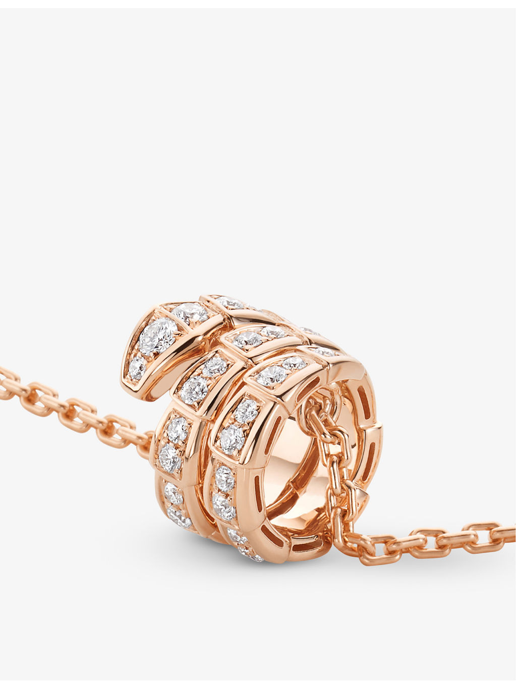 Serpenti Viper 18ct rose-gold and 0.63ct round-cut diamond pendant necklace - 3