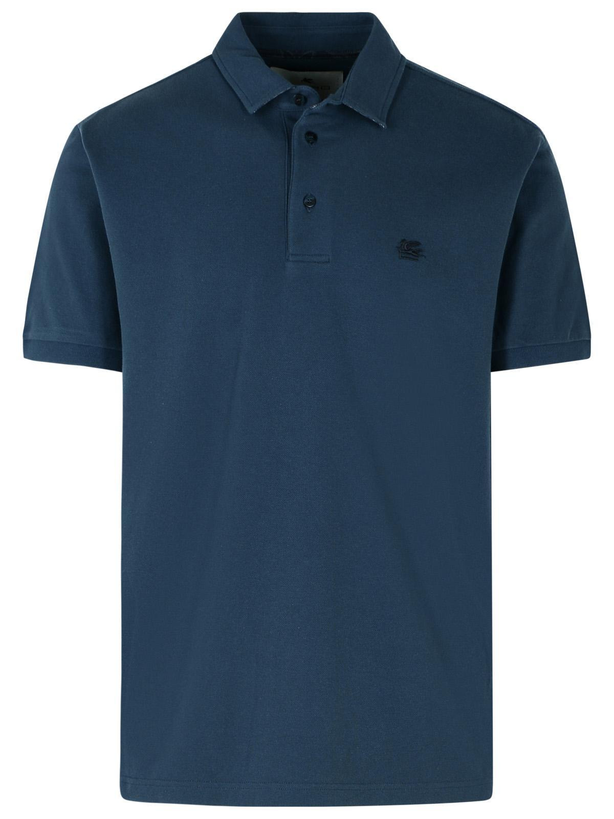 Etro 'Roma' Navy Cotton Polo Shirt Men - 1