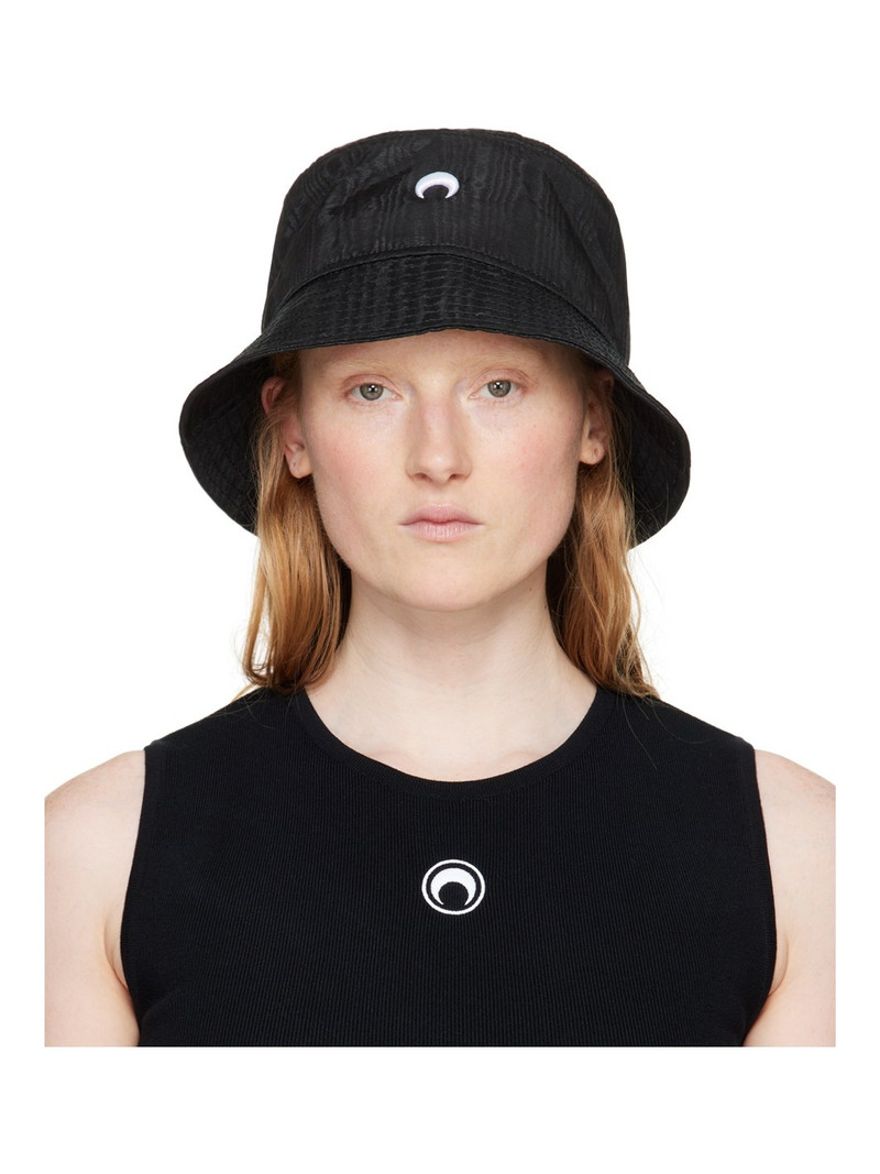 Black Regenerated Moire Bucket Hat - 1