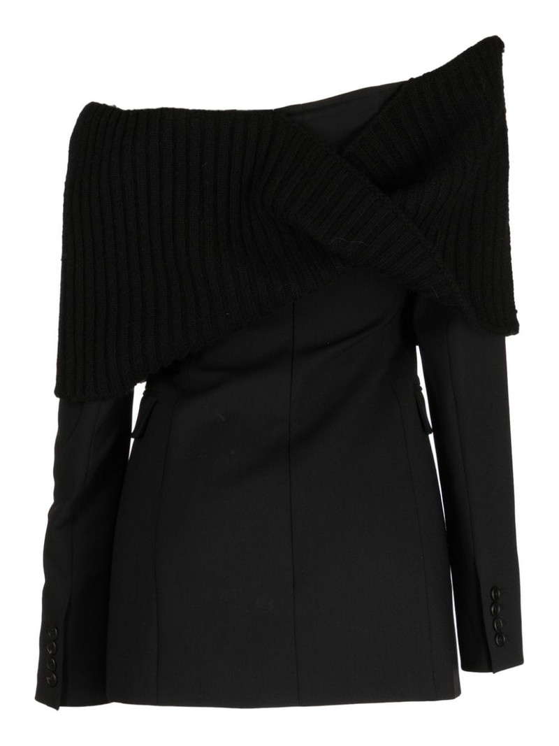 Monse off-shoulder deconstructed wool dress outlook
