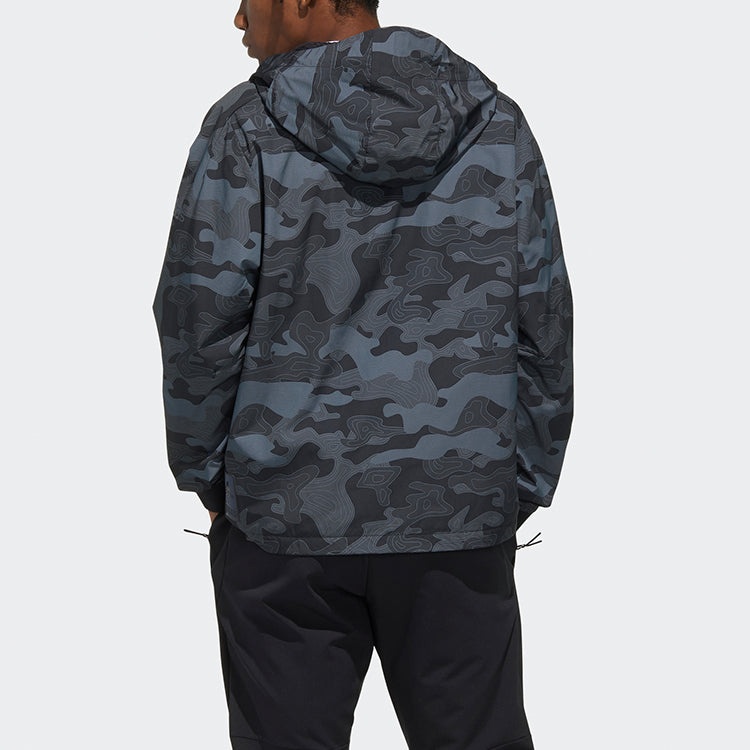 adidas Camouflage Printing Sports Jacket Black FM9371 - 4