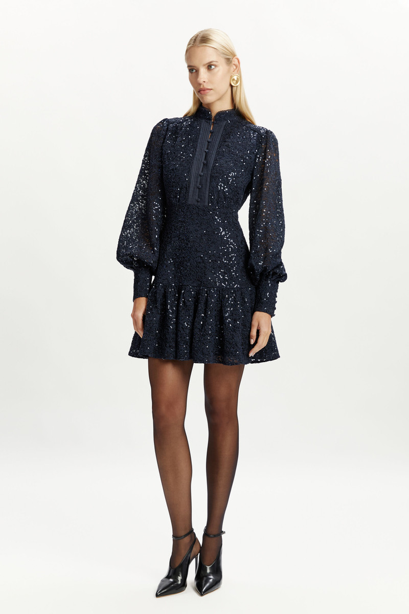 BARDOT Remy Lace Mini Dress In Navy outlook