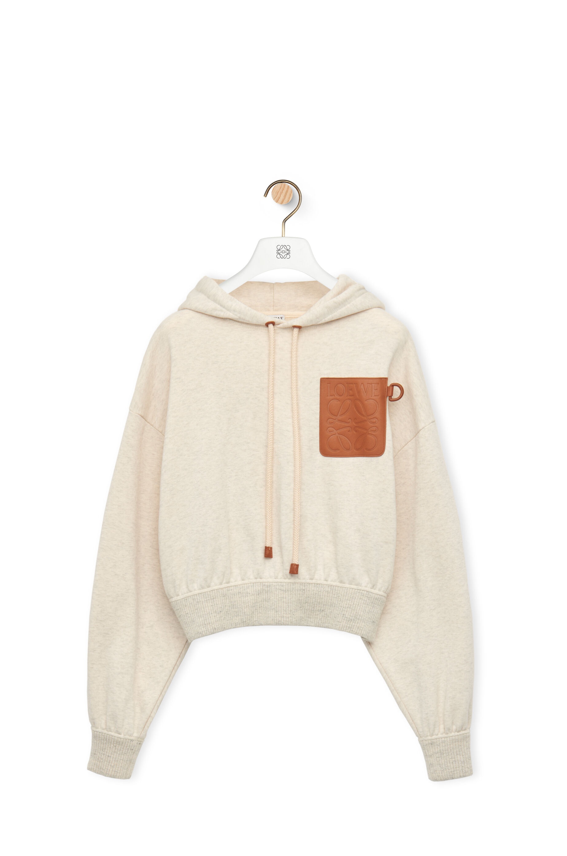 Anagram leather patch hoodie in cotton - 1
