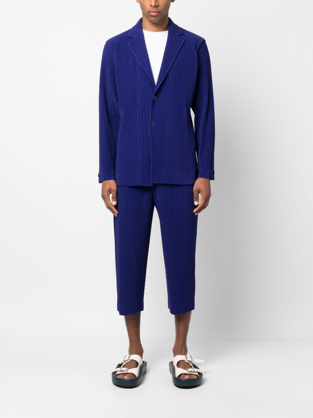 ribbed single-breasted blazer - 2