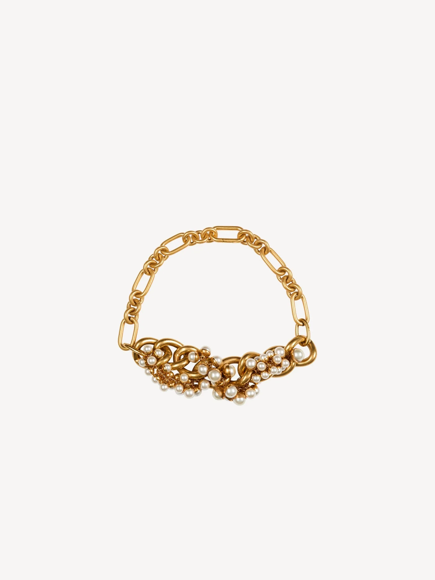 Sync necklace in brass and pearls - 1