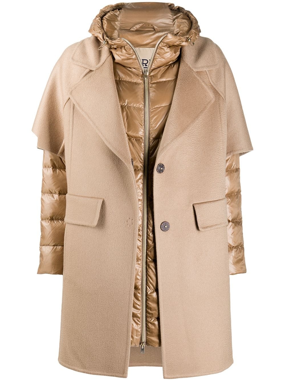 layered hooded coat - 1