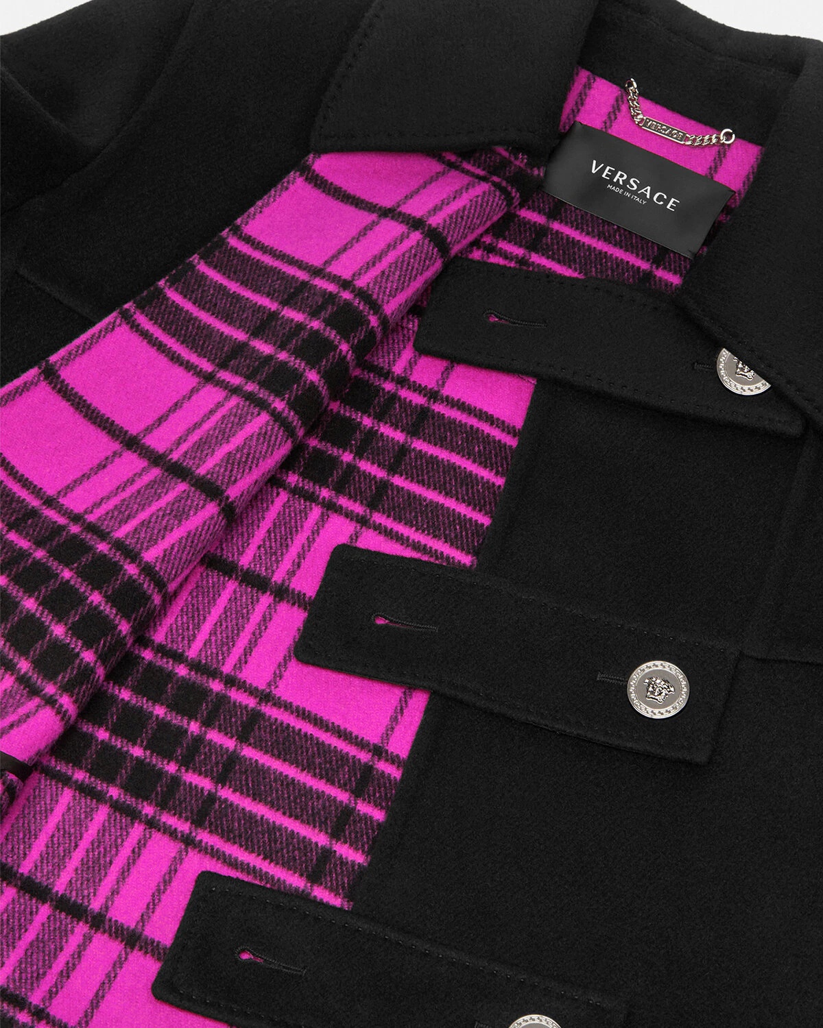 Medusa Checked Double-Breasted Coat - 6