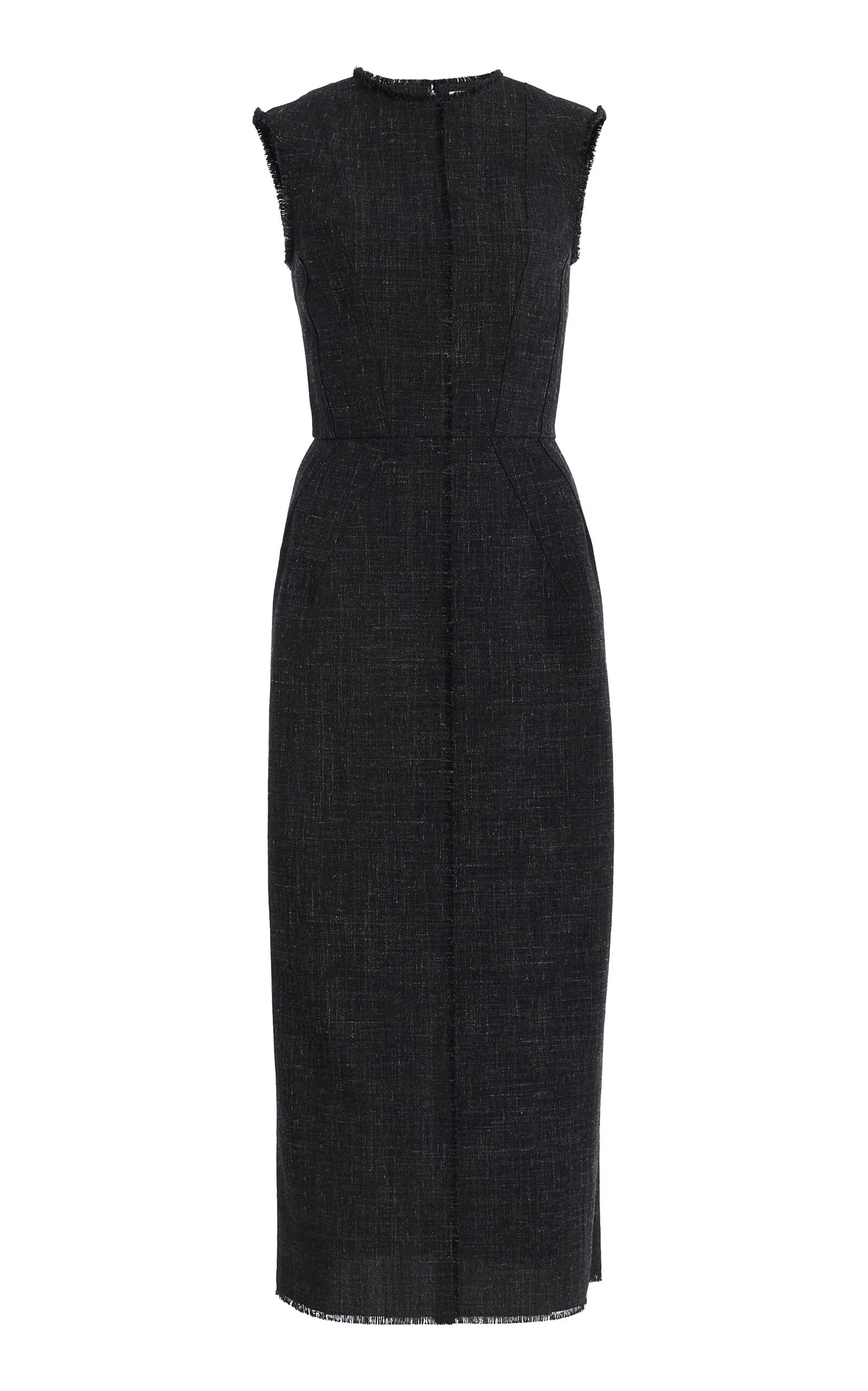 Seamed Wool-Linen Midi Dress dark grey - 1
