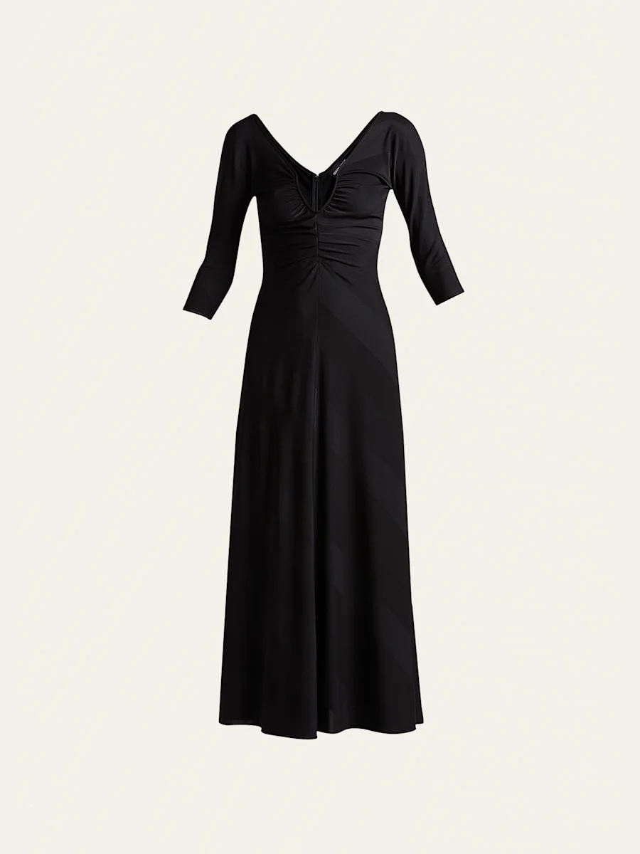 Jacquard Jersey Diagonal Stripe Maxi Dress - 1