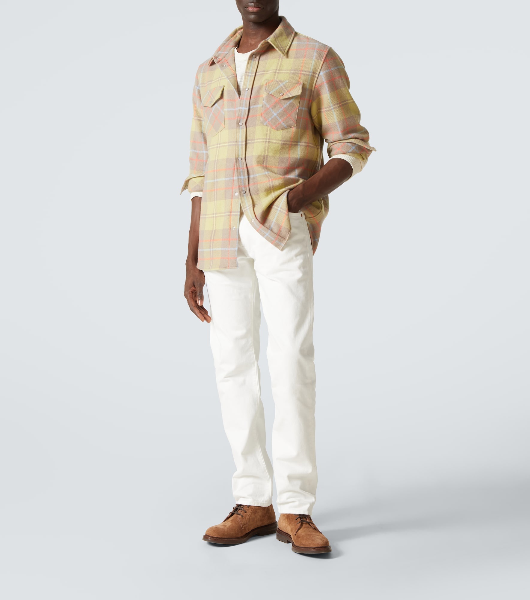 Earth plaid cashmere shirt - 2