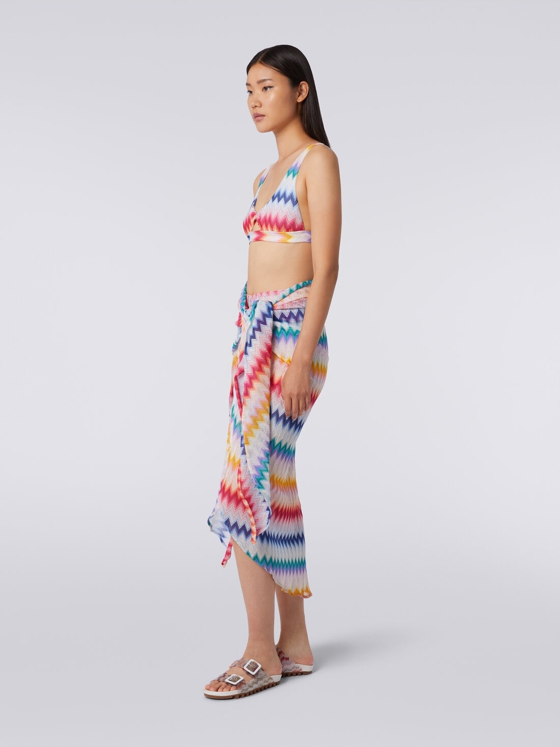 Zigzag motif sarong skirt with lurex - 3
