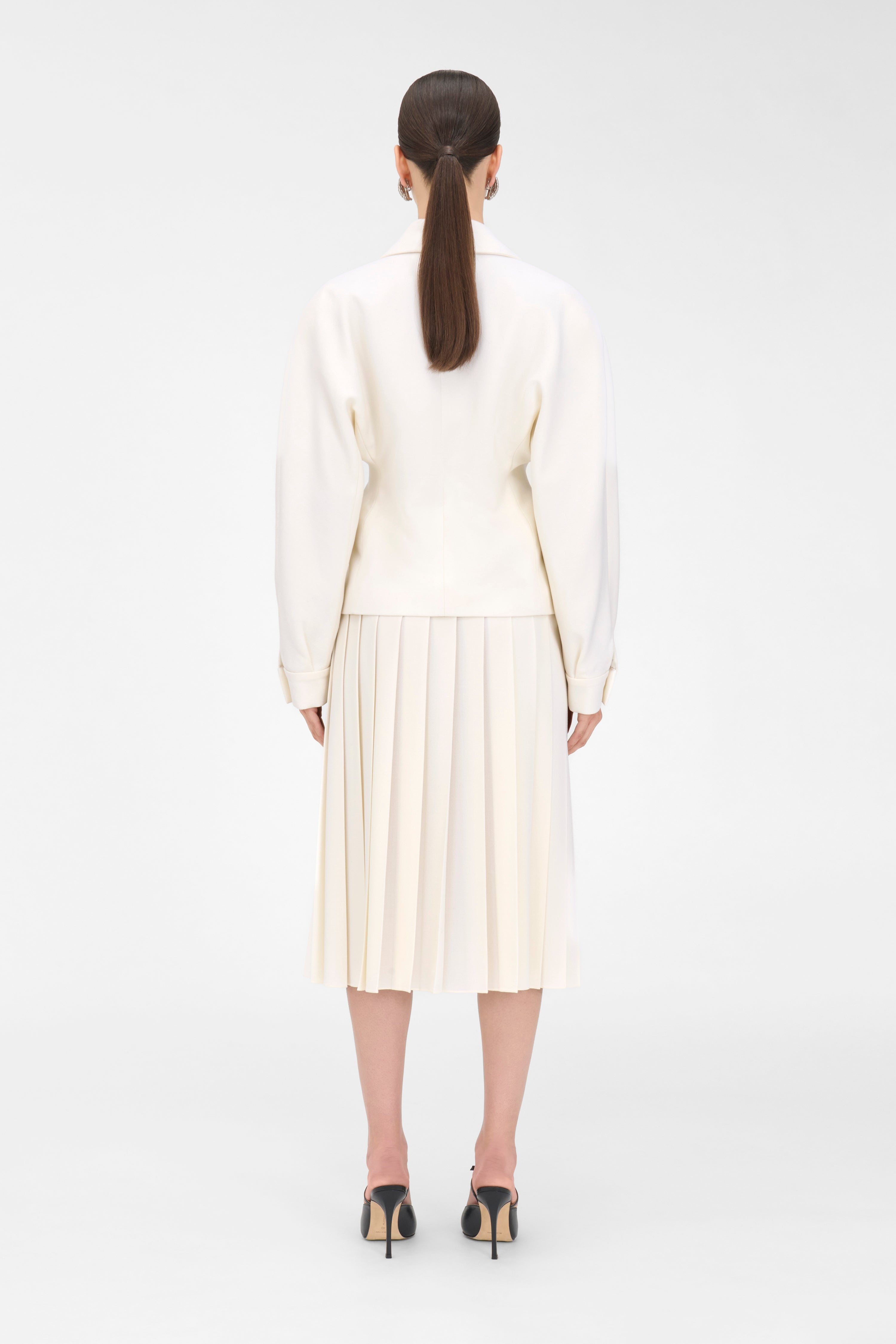 WOOL CREPE PLEATED SKIRT - 4