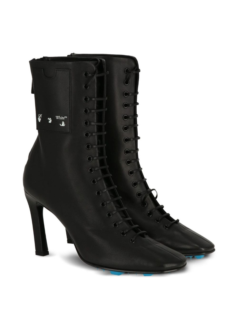 Off-White 95mm lace-up stiletto boots outlook
