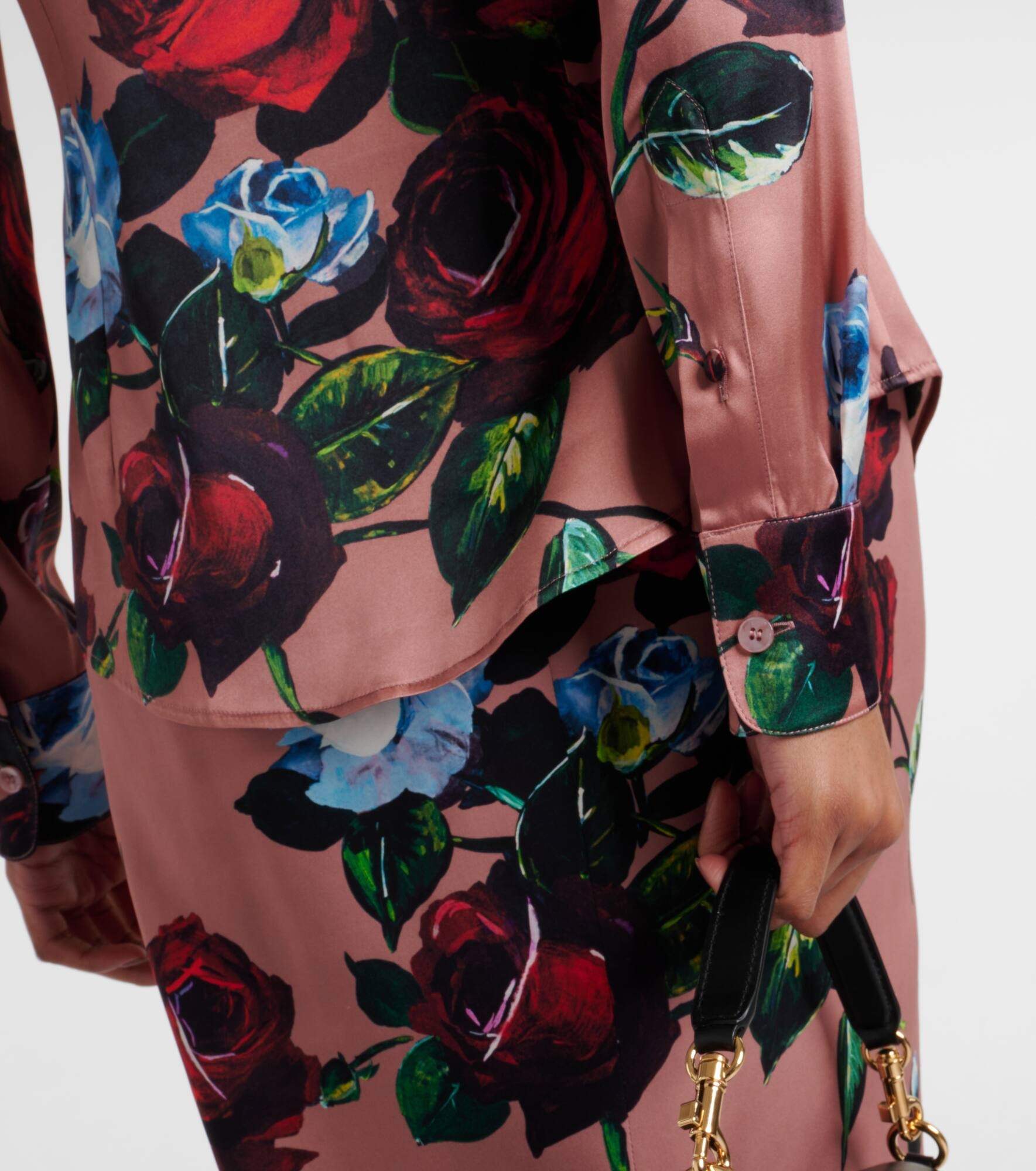 Floral silk-blend satin shirt - 5