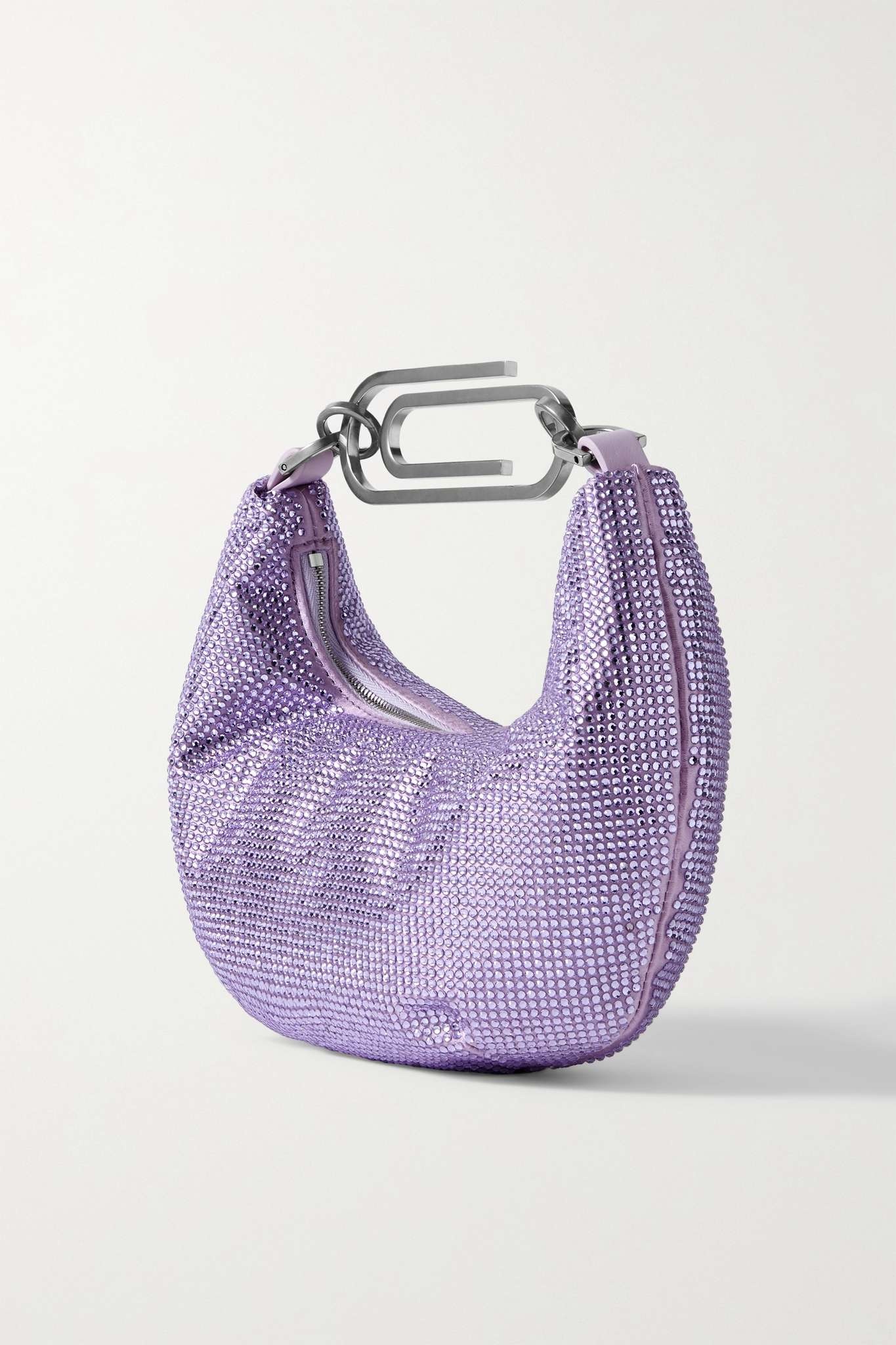 Paperclip mini crystal-embellished satin tote - 3